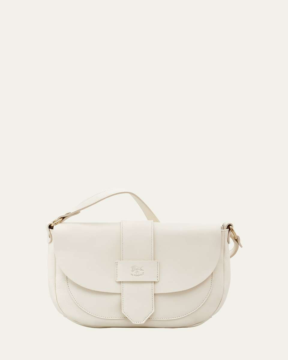 Alloro Vacchetta Leather Saddle Crossbody Bag